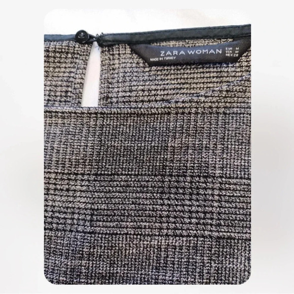 Zara Gray  Plaid Check Shift Mini Short Sleeve Dress Size Medium - Picture 9 of 12